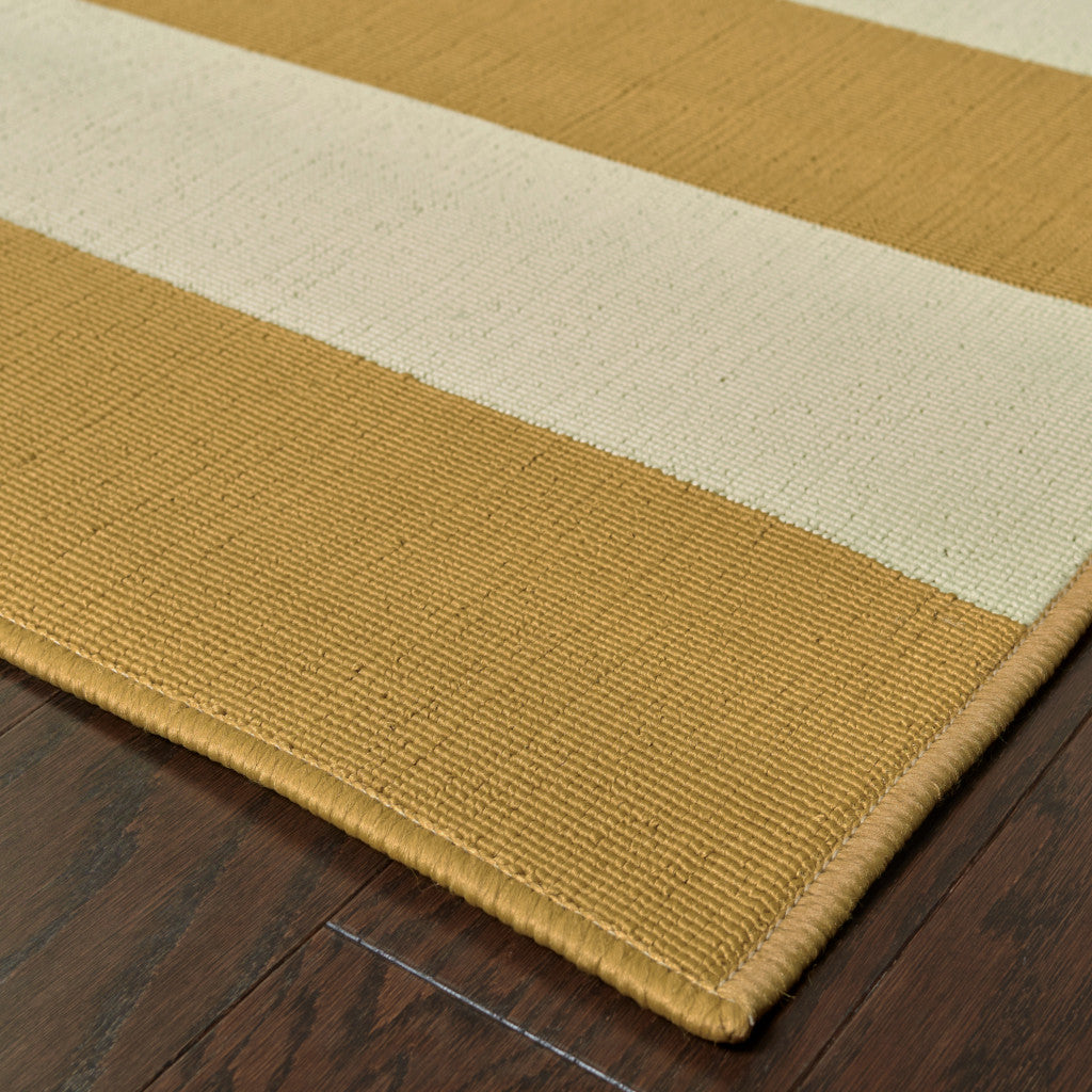 3' X 5' Gold Geometric Stain Resistant Indoor Outdoor Area Rug