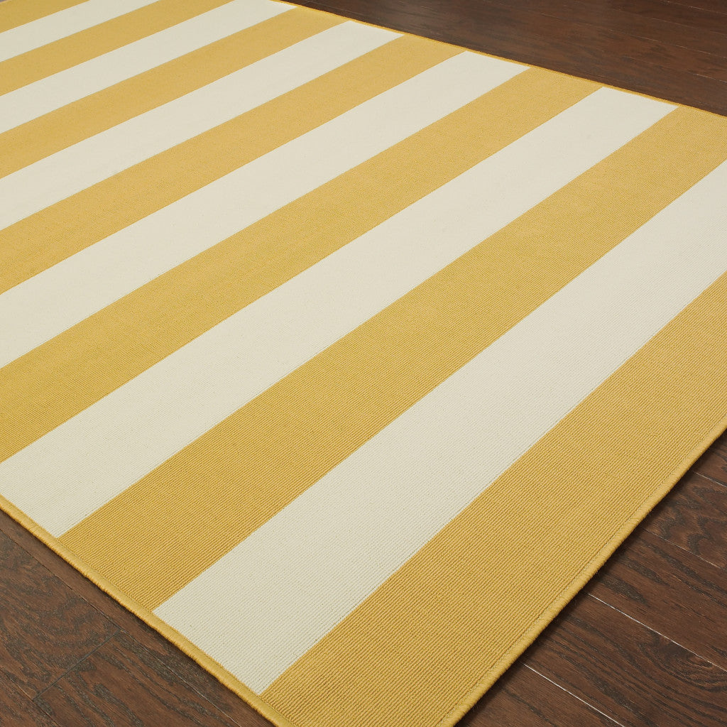 3' X 5' Gold Geometric Stain Resistant Indoor Outdoor Area Rug