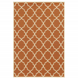 3' X 5' Orange Geometric Stain Resistant Indoor Outdoor Area Rug