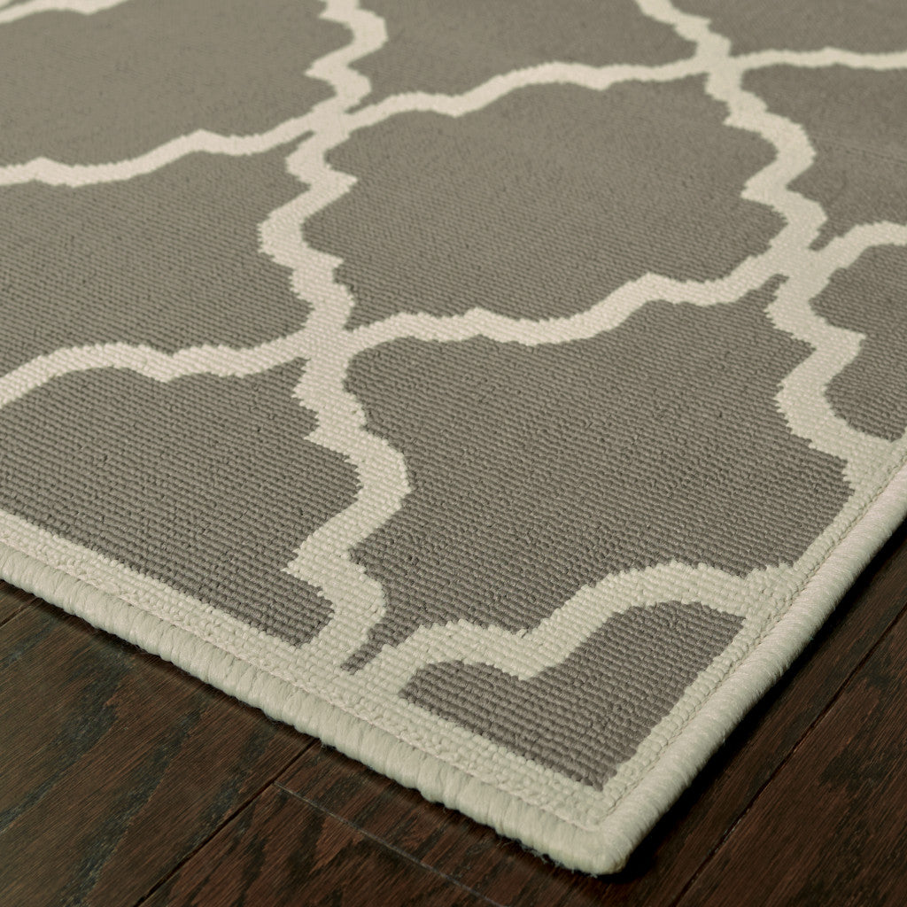 6' X 9' Charcoal Geometric Stain Resistant Indoor Outdoor Area Rug