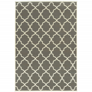 8' X 11' Charcoal Geometric Stain Resistant Indoor Outdoor Area Rug