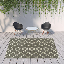 8' X 11' Charcoal Geometric Stain Resistant Indoor Outdoor Area Rug