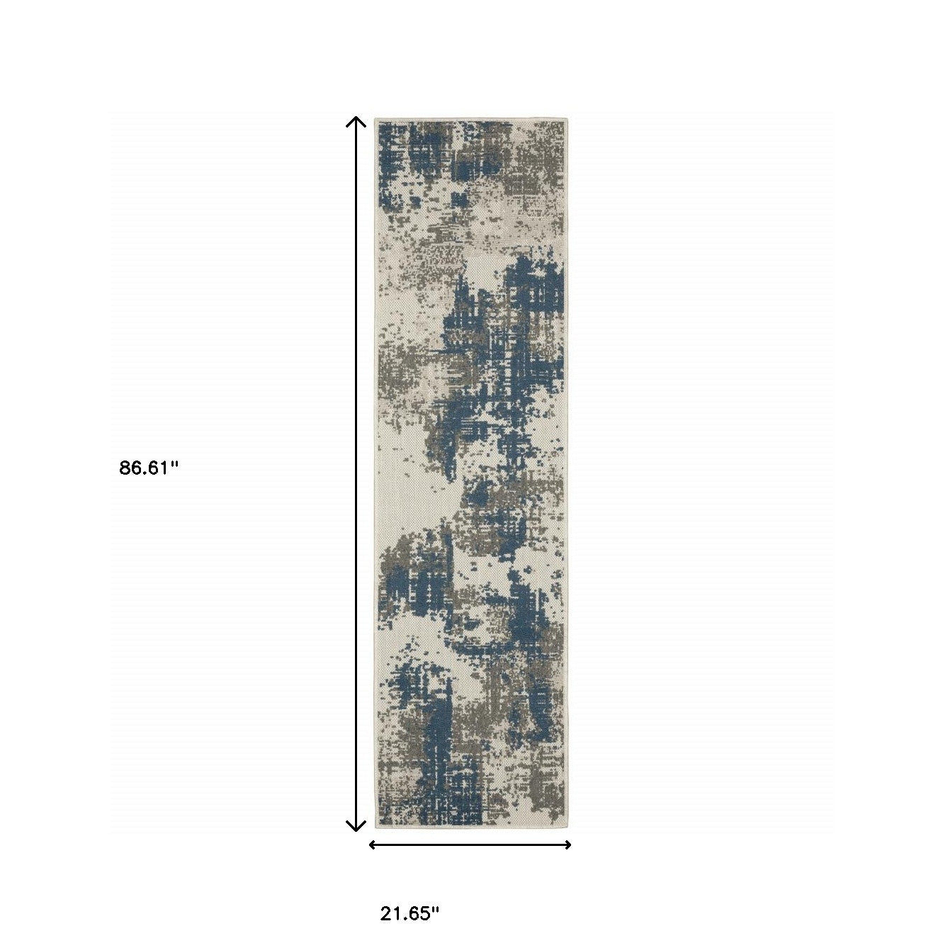 2' X 7' Beige Abstract Stain Resistant Indoor Outdoor Area Rug