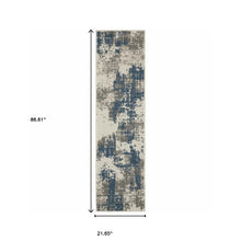 2' X 7' Beige Abstract Stain Resistant Indoor Outdoor Area Rug