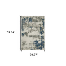 3' X 5' Beige Abstract Stain Resistant Indoor Outdoor Area Rug