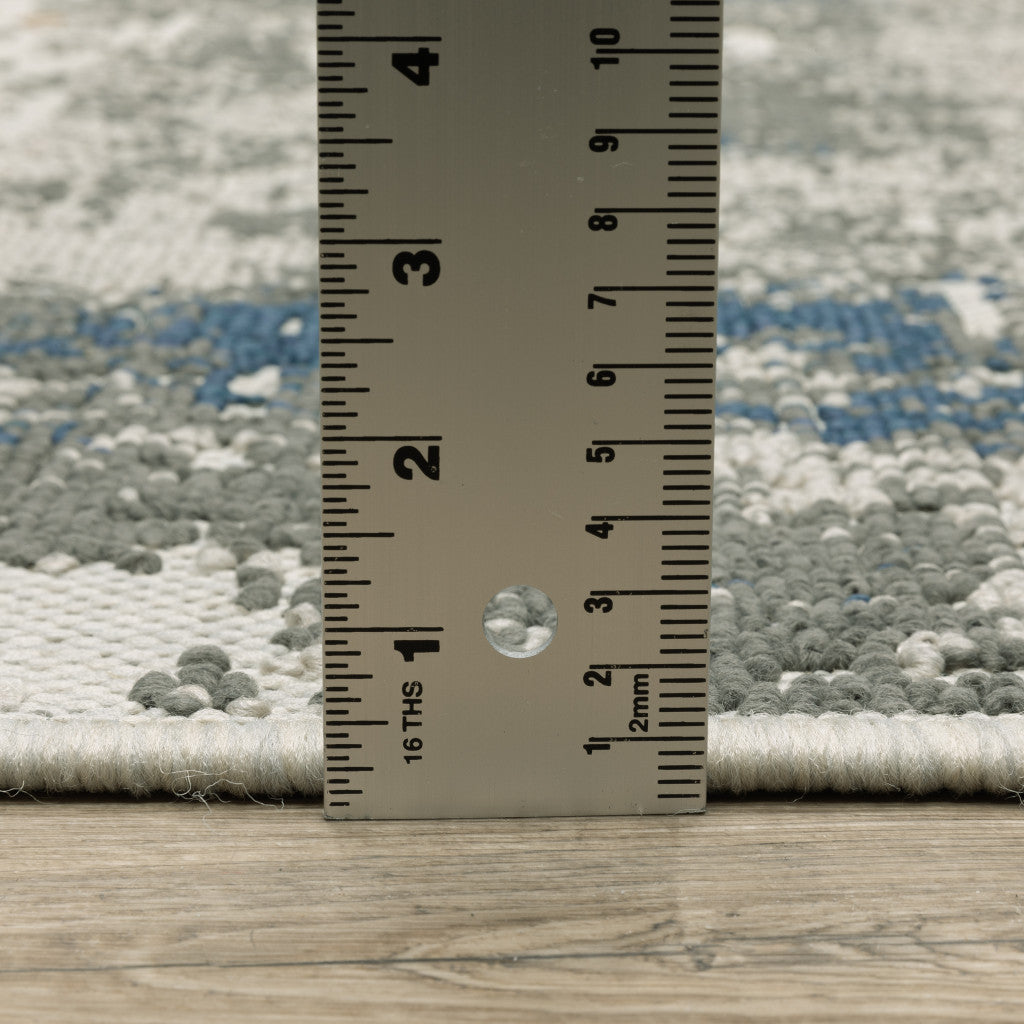 3' X 5' Beige Abstract Stain Resistant Indoor Outdoor Area Rug