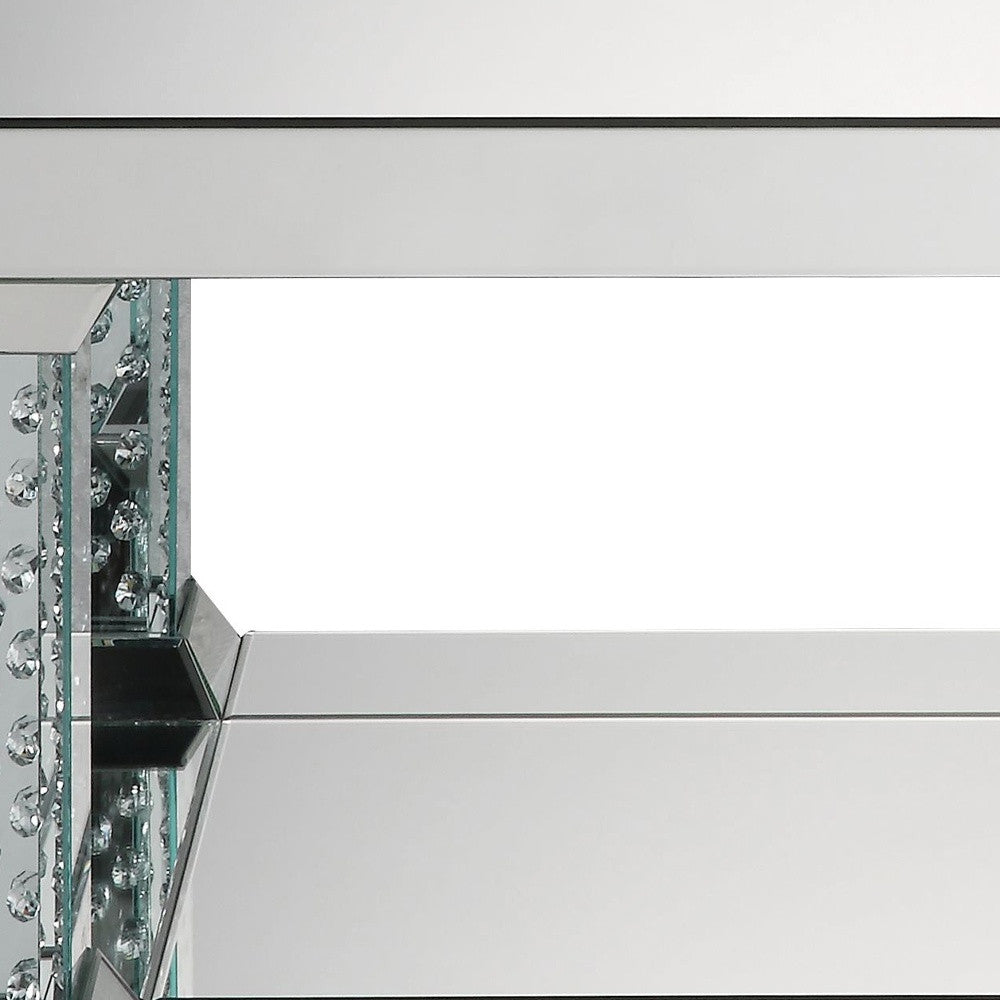 Mesa de centro rectangular de 36" con espejo y imitación de cristal con estante