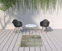 3' X 5' Green Abstract Stain Resistant Indoor Outdoor Area Rug