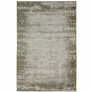 3' X 5' Green Abstract Stain Resistant Indoor Outdoor Area Rug
