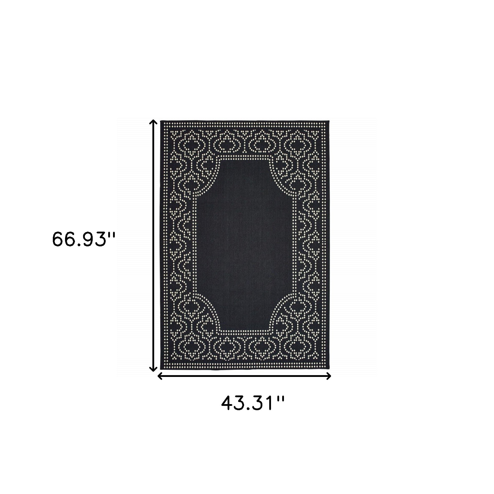 4' X 6' Black Stain Resistant Indoor Outdoor Area Rug
