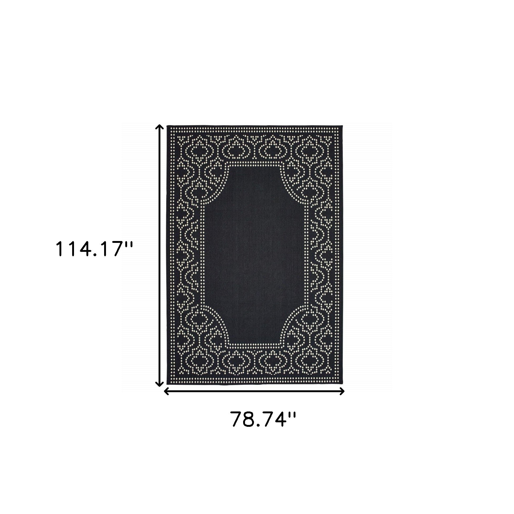 6' X 9' Black Stain Resistant Indoor Outdoor Area Rug