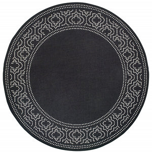 8' Round Black Round Stain Resistant Indoor Outdoor Area Rug