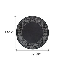 8' Round Black Round Stain Resistant Indoor Outdoor Area Rug