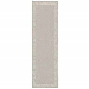 2' X 7' Grey Stain Resistant Indoor Outdoor Area Rug