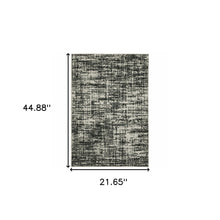 Black Abstract Stain Resistant Indoor Outdoor Area Rug - 2' x 3'