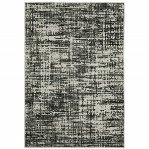 Black Abstract Stain Resistant Indoor Outdoor Area Rug - 2' x 3'