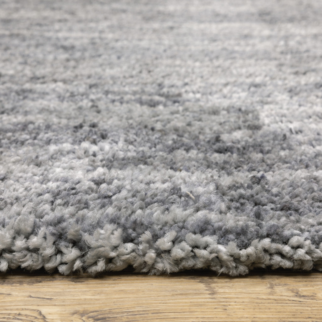 8' X 11' Grey Shag Power Loom Stain Resistant Area Rug