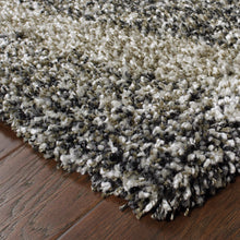2' X 8' Charcoal Silver And Grey Abstract Shag Power Loom Stain Resistant Runner Rug