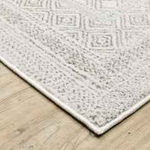 10' X 13' White And Grey Oriental Power Loom Stain Resistant Area Rug