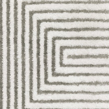 3' X 5' Grey And White Geometric Power Loom Stain Resistant Area Rug