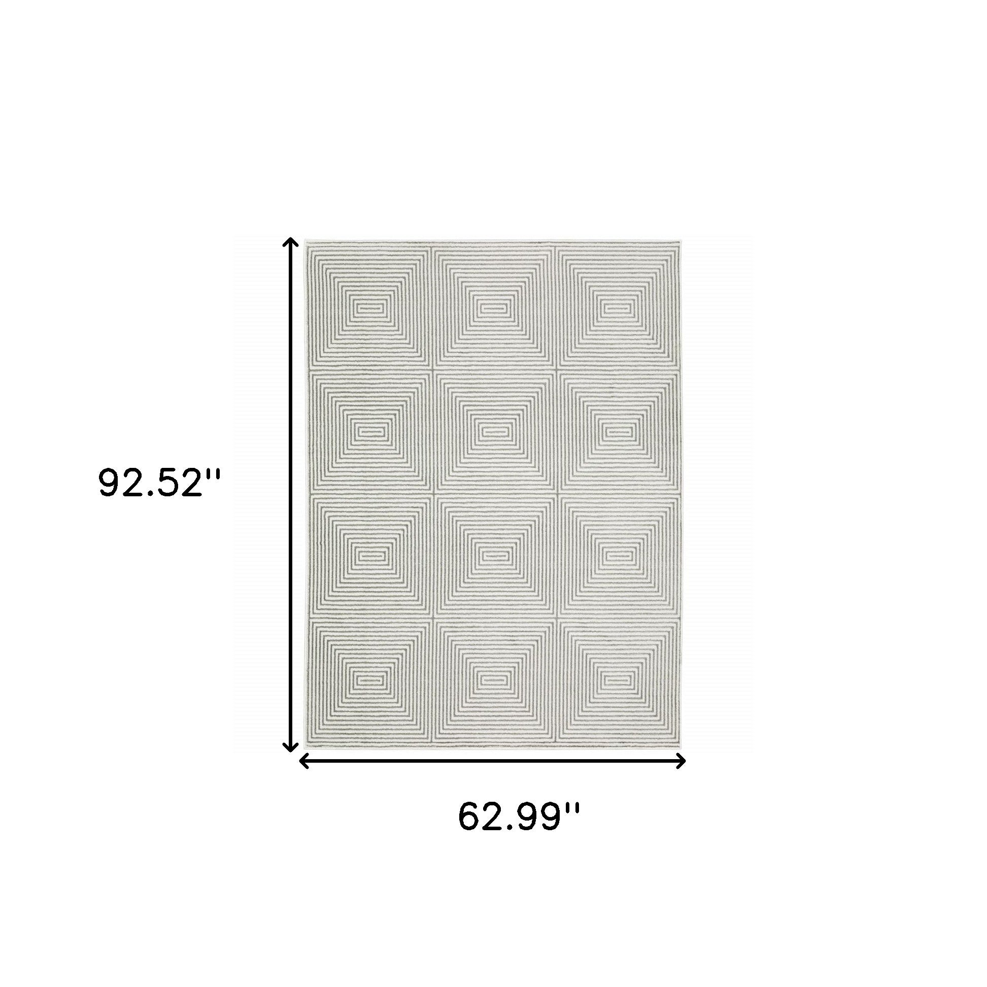 5' X 8' Grey And White Geometric Power Loom Stain Resistant Area Rug