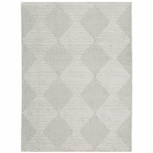 5' X 8' Grey And White Geometric Power Loom Stain Resistant Area Rug