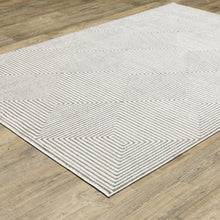 5' X 8' Grey And White Geometric Power Loom Stain Resistant Area Rug