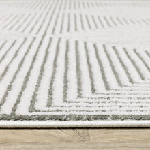 5' X 8' Grey And White Geometric Power Loom Stain Resistant Area Rug