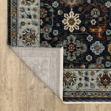 10' X 13' Blue Red Beige Yellow Grey Rust And Gold Oriental Power Loom Stain Resistant Area Rug With Fringe