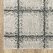 2' X 8' Grey Teal And Beige Geometric Power Loom Stain Resistant Runner Rug