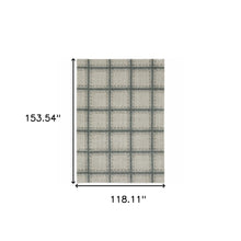 10' X 13' Grey Teal And Beige Geometric Power Loom Stain Resistant Area Rug