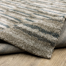 2' X 8' Teal Blue Grey And Tan Geometric Power Loom Stain Resistant Runner Rug