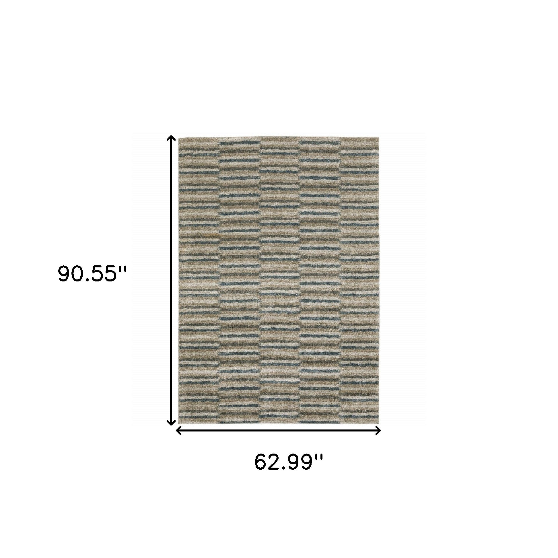 5' X 8' Teal Blue Grey And Tan Geometric Power Loom Stain Resistant Area Rug