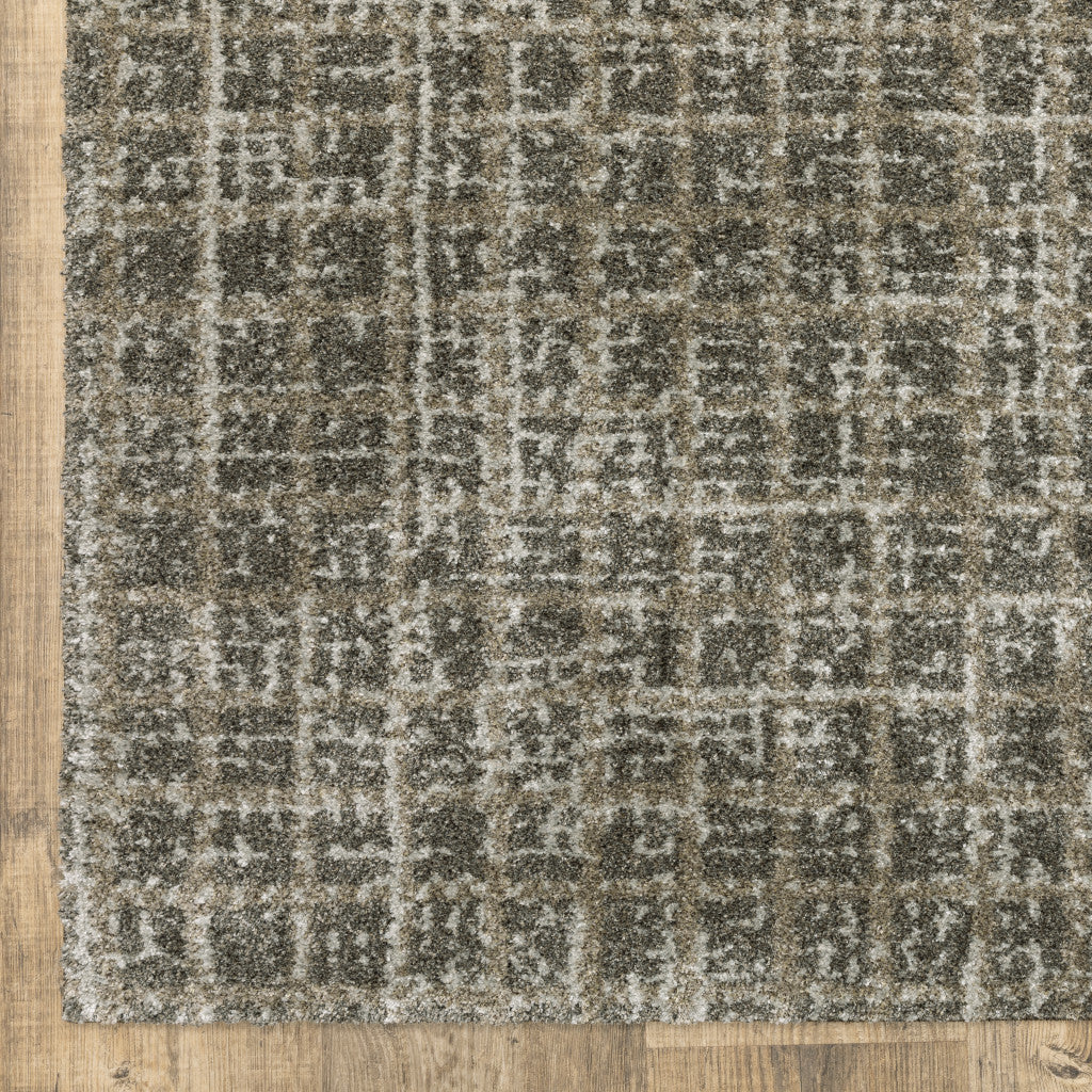 3' X 5' Grey Tan And Beige Geometric Power Loom Stain Resistant Area Rug