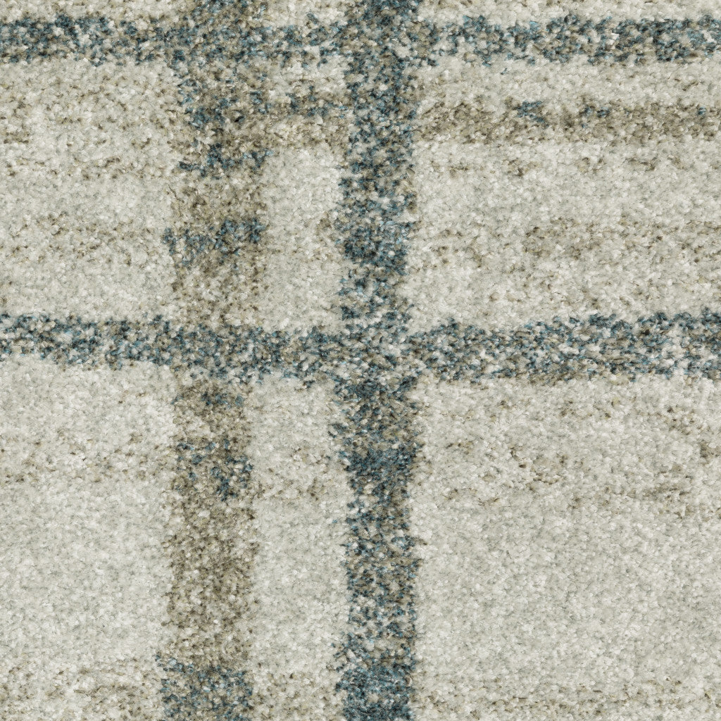 10' X 13' Grey Teal Beige And Tan Geometric Power Loom Stain Resistant Area Rug