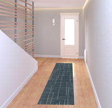 2' X 8' Blue And Grey Geometric Power Loom Stain Resistant Runner Rug