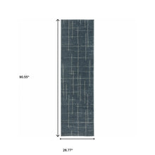 2' X 8' Blue And Grey Geometric Power Loom Stain Resistant Runner Rug