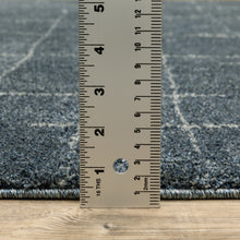 2' X 8' Blue And Grey Geometric Power Loom Stain Resistant Runner Rug