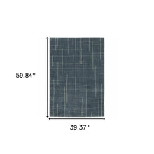 3' X 5' Blue And Grey Geometric Power Loom Stain Resistant Area Rug