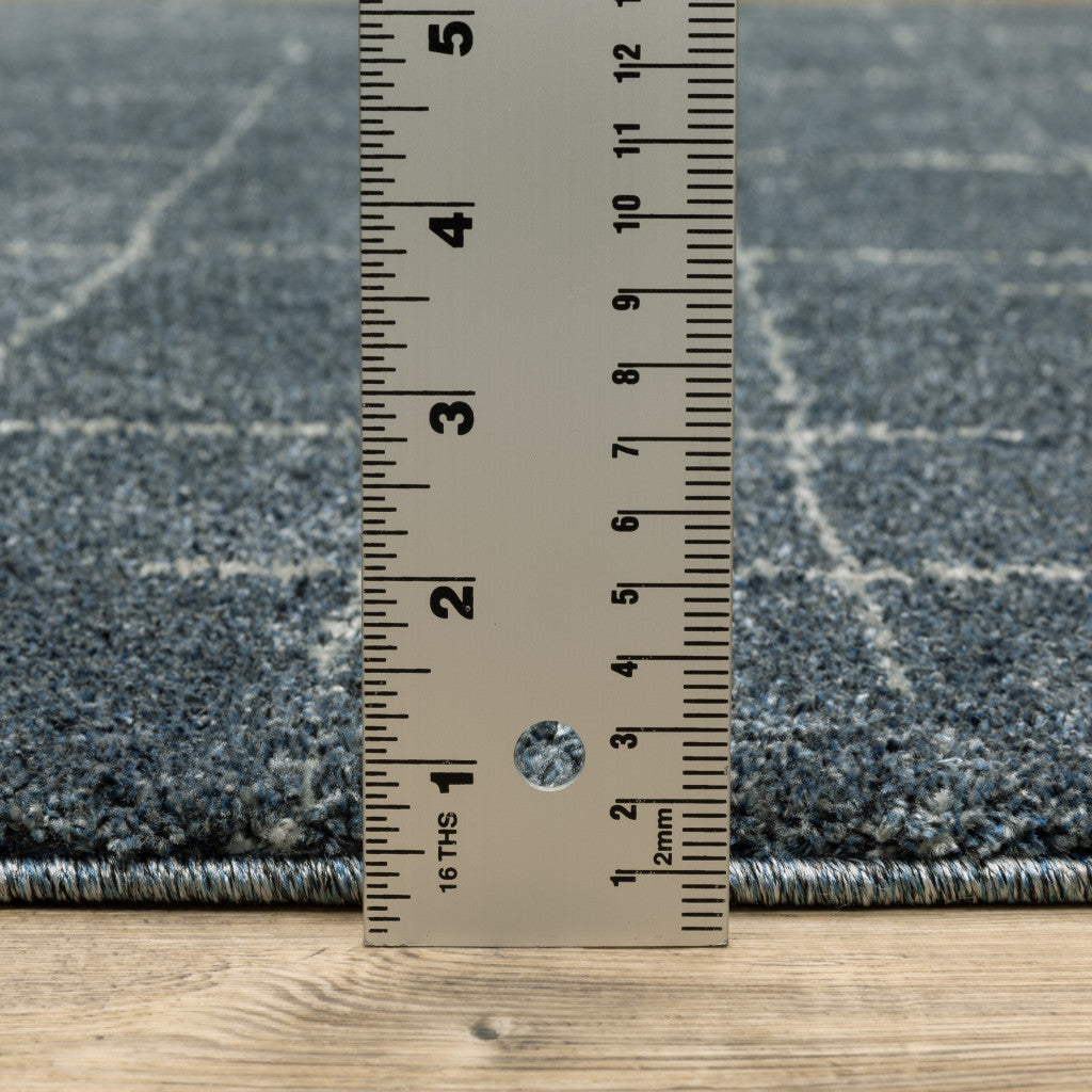 3' X 5' Blue And Grey Geometric Power Loom Stain Resistant Area Rug