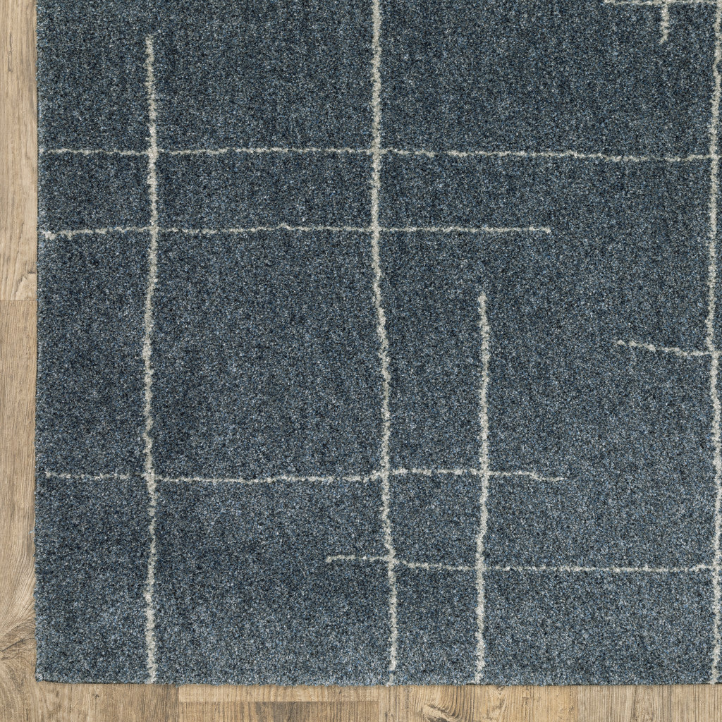 5' X 8' Blue And Grey Geometric Power Loom Stain Resistant Area Rug