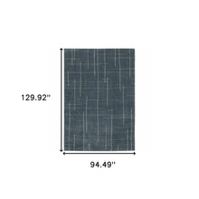 8' X 11' Blue And Grey Geometric Power Loom Stain Resistant Area Rug