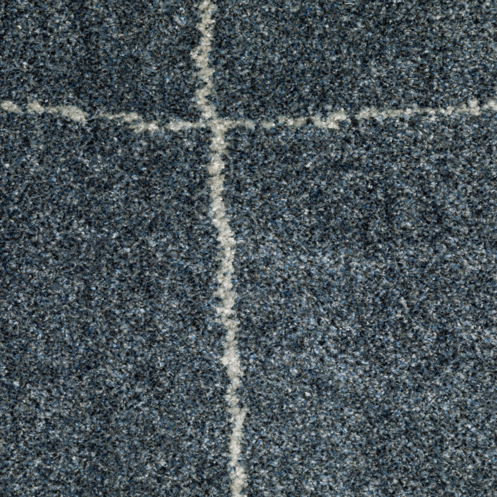 8' X 11' Blue And Grey Geometric Power Loom Stain Resistant Area Rug