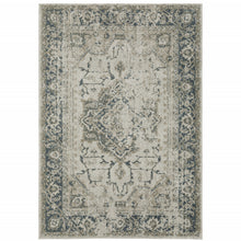 3' X 5' Grey Blue And Teal Oriental Power Loom Stain Resistant Area Rug