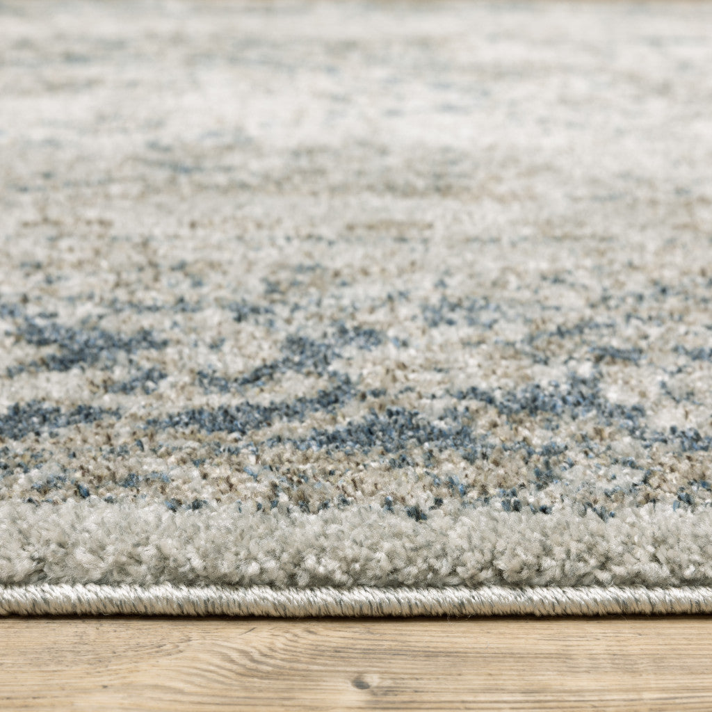 5' X 8' Grey Blue And Teal Oriental Power Loom Stain Resistant Area Rug