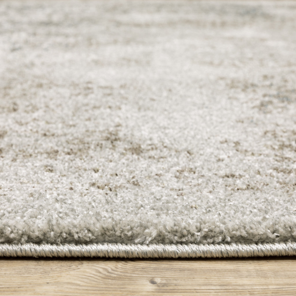 3' X 5' Grey Beige And Teal Oriental Power Loom Stain Resistant Area Rug