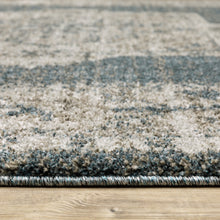 3' X 5' Blue And Beige Oriental Power Loom Stain Resistant Area Rug