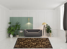 8' X 10' Brown Ivory Blue Rust Gold And Green Floral Power Loom Stain Resistant Area Rug