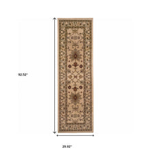 2' X 8' Ivory Oriental Power Loom Stain Resistant Runner Rug