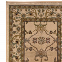 2' X 8' Ivory Oriental Power Loom Stain Resistant Runner Rug